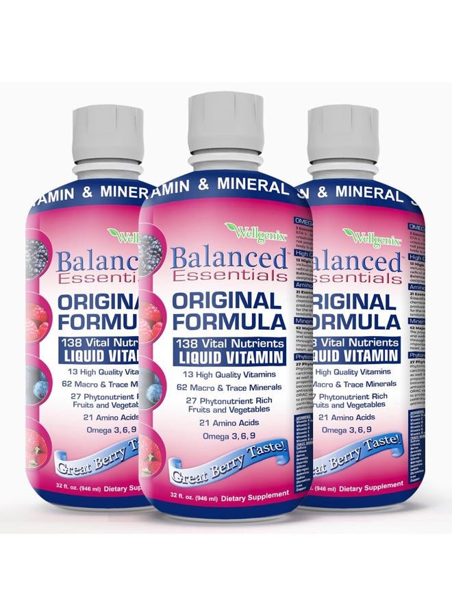 wellgenix بالانس إيسينشالز بلس تركيبة جديدة - فيتامين سائل - مكمل متعدد الفيتامينات الكامل - 1 أونصة يوميًا - تعزيز المناعة والصحة العامة - للبالغين والأطفال والرضع - نكهة التوت 32 أونصة (3) - Image 1