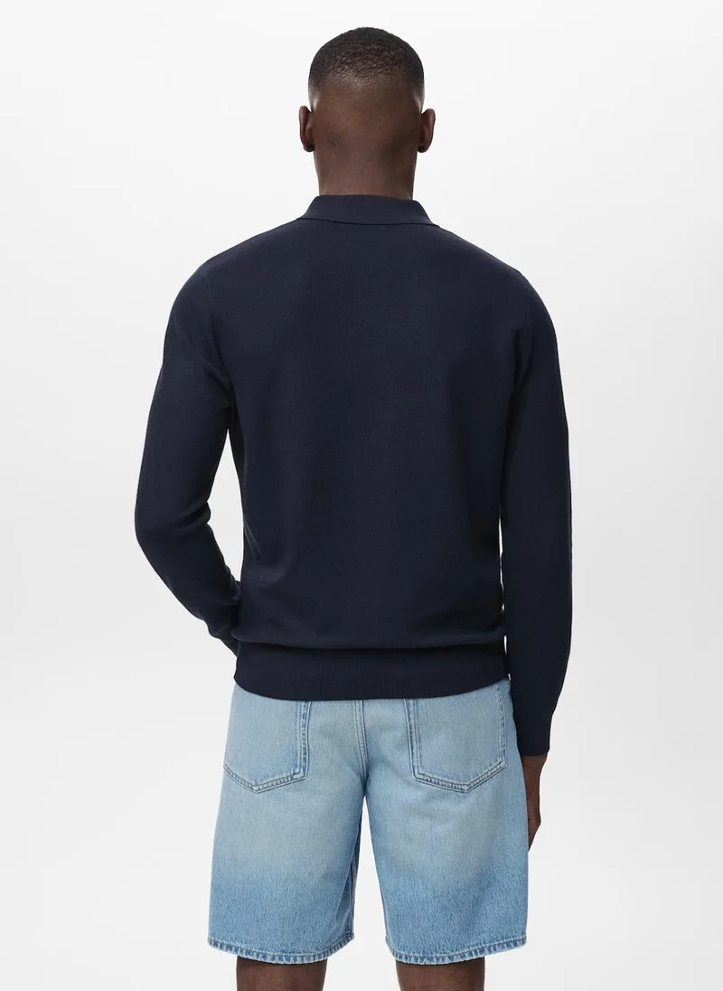 Mango Man Micro-structured cotton polo shirt