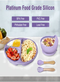 iMissiu Baby Feeding Set 9 Piece, Baby Led Weaning Utensils Set Includes Suction Bowl and Plate, Baby Spoon and Fork, Sippy Cup with Straw and Lid, Baby Feeding Supplies  - Image 2