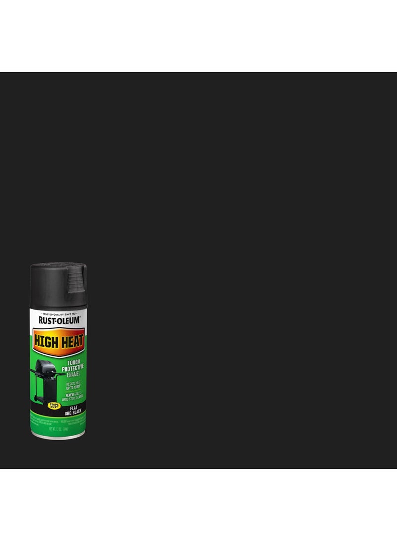 RUST-OLEUM High Heat Spray Paint, Flat BBQ Black, 12 oz – Tough Protective Enamel, Resists Heat up to 1200°F, Stops Rust -7778830 - Image 3