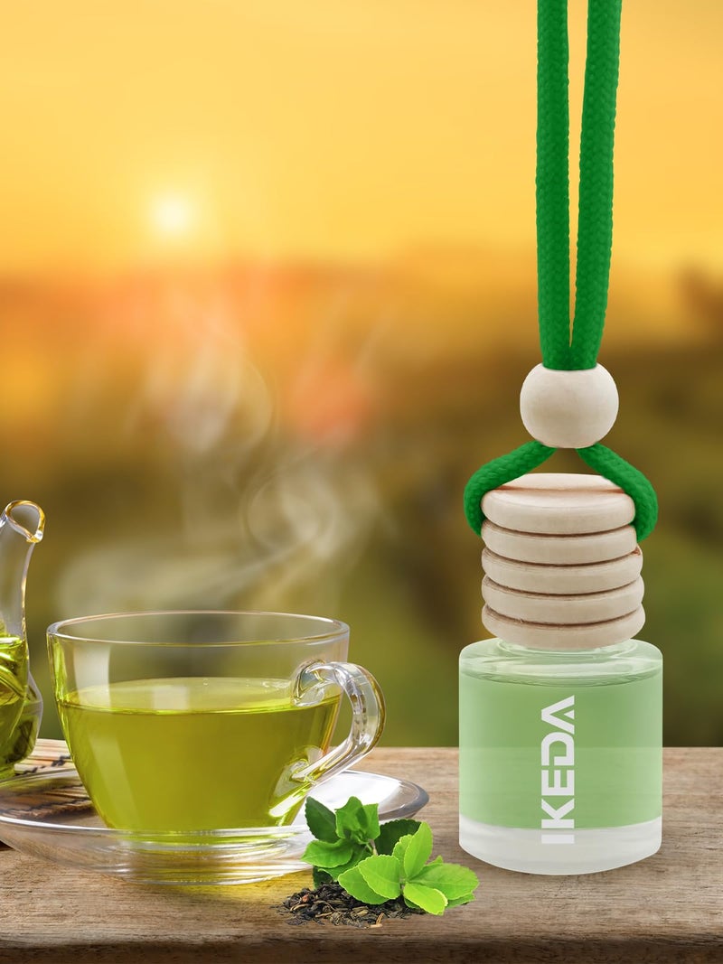 Ikeda Car Air Freshener: Hanging Car Smell Air Freshener | 10ml Hanging Car Perfume | Long Lasting Fragrance | Strong Scents Diffuser for Auto Home (Green tea|Circular) - Image 3