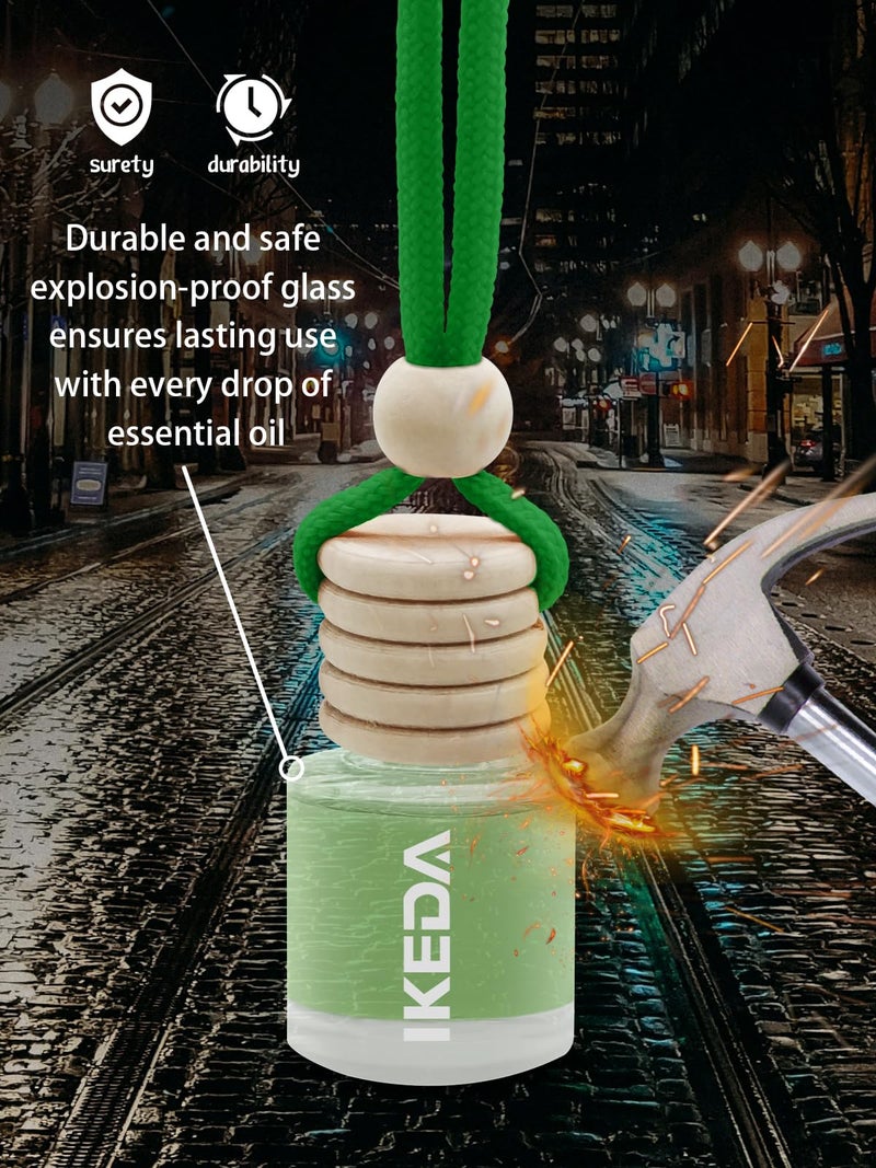 Ikeda Car Air Freshener: Hanging Car Smell Air Freshener | 10ml Hanging Car Perfume | Long Lasting Fragrance | Strong Scents Diffuser for Auto Home (Green tea|Circular) - Image 4