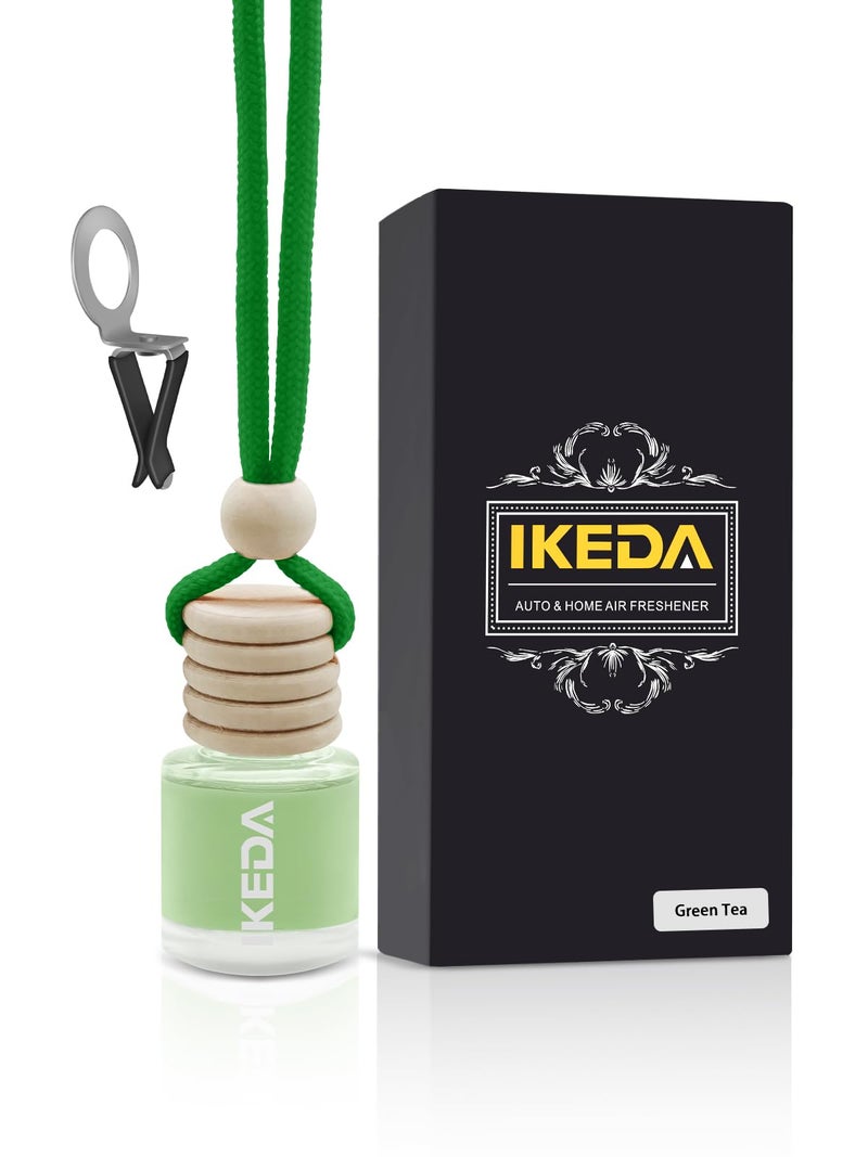 Ikeda Car Air Freshener: Hanging Car Smell Air Freshener | 10ml Hanging Car Perfume | Long Lasting Fragrance | Strong Scents Diffuser for Auto Home (Green tea|Circular) - Image 1