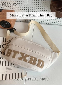 roaiss Unisex Multifunctional Chest Bag Letter Print Design Simple and Fashionable Large Capacity Style Versatile and Suitable for Students Can be Worn as a Crossbody Bag or Waist Bag  - Image 4