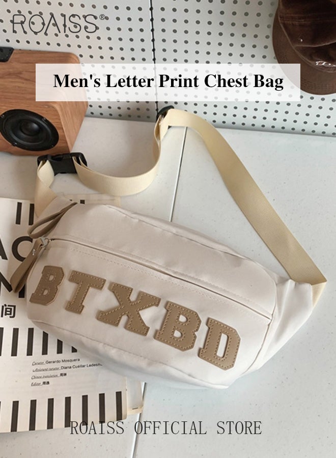 roaiss Unisex Multifunctional Chest Bag Letter Print Design Simple and Fashionable Large Capacity Style Versatile and Suitable for Students Can be Worn as a Crossbody Bag or Waist Bag - Image 4