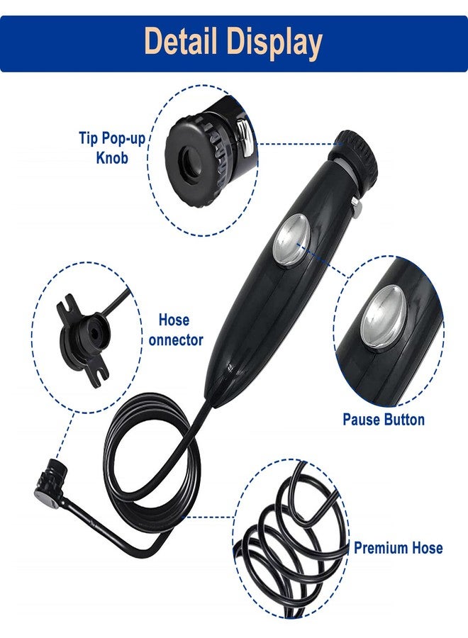 RAXSEG ملحقات العناية بالفم من RAXSEG متوافقة مع جهاز Waterpik WP-100 و WP-900، طقم استبدال لجهاز تنظيف الأسنان المائي Ultra، عبوة من مقبض/خرطوم واحد (أسود) - Image 3