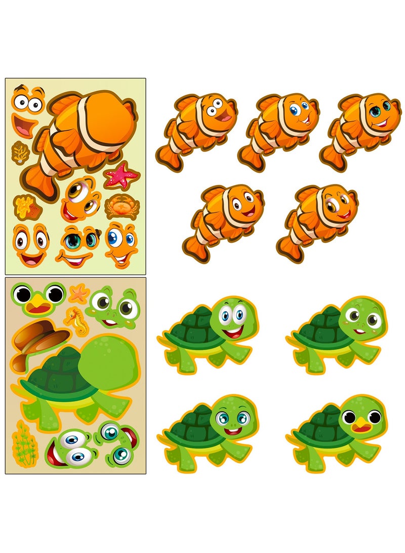 24 ورقة ملصقات محيط للأطفال، اصنع بنفسك حيوانات بحرية متنوعة، اصنع وجهًا، ملصقات لأنشطة الأطفال، لوازم، حرف يدوية - Image 4