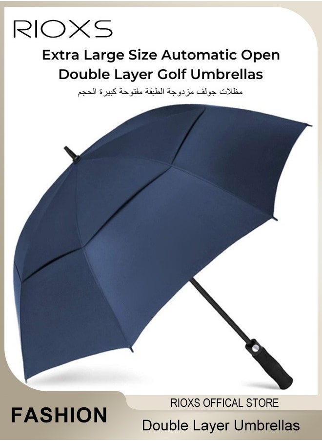 RIOXS Extra Large Size Automatic Open Double Layer Golf Umbrellas Waterproof Windproof  Sun Rain Protection Umbrella with Comfortable Handle  - Image 5