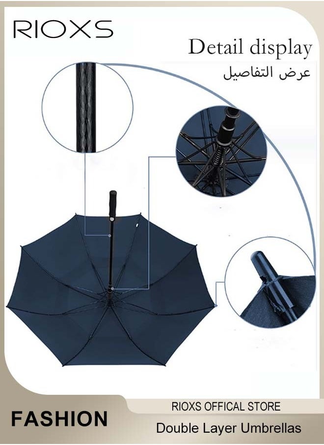 RIOXS Extra Large Size Automatic Open Double Layer Golf Umbrellas Waterproof Windproof  Sun Rain Protection Umbrella with Comfortable Handle  - Image 3