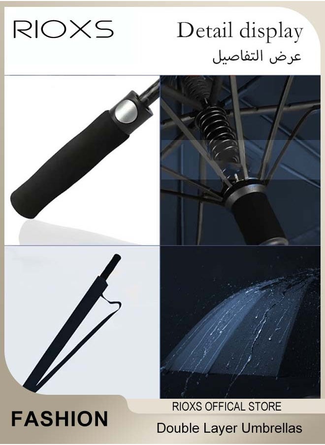 RIOXS Extra Large Size Automatic Open Double Layer Golf Umbrellas Waterproof Windproof  Sun Rain Protection Umbrella with Comfortable Handle  - Image 4