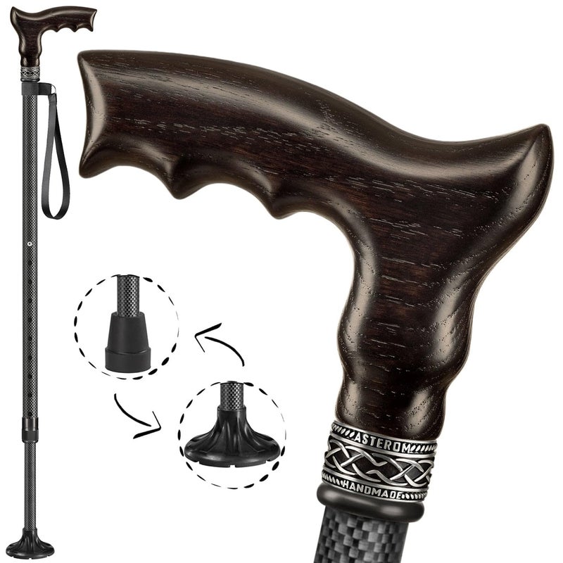 Asterom Carbon Fiber Cane Lightweight Ergonomic Adjustable Walking Canes for Men Women Carbon Walking Cane Cool Walking Sticks for Seniors Classic