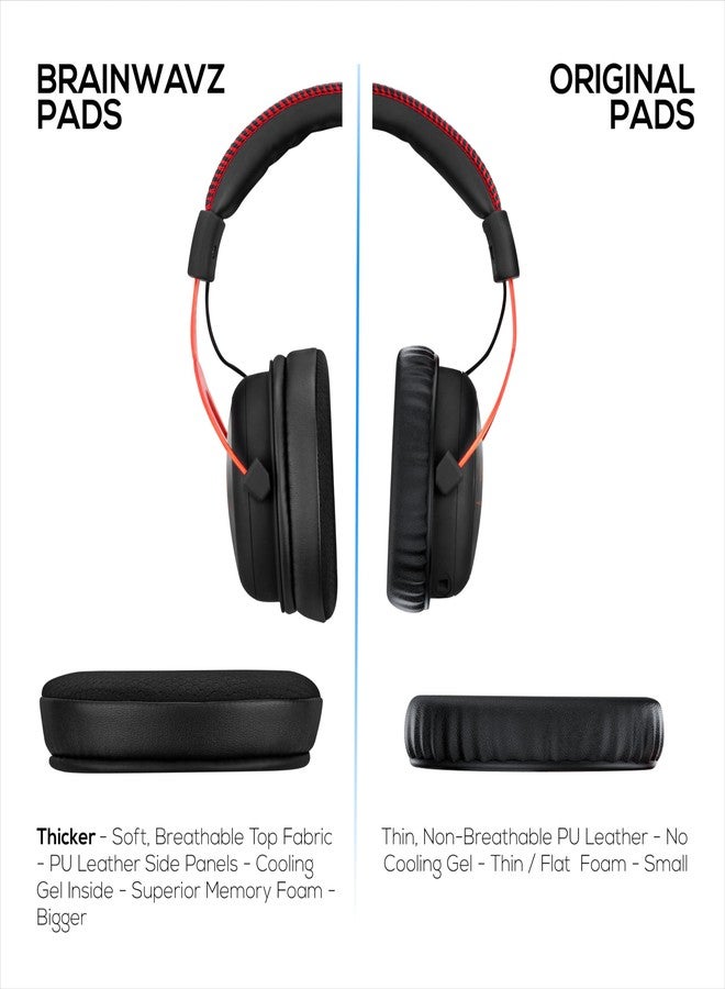Brainwavz Hybrid Earpads for HyperX Cloud 1, 2/2 Wireless, Core, Flight/Flight S, Alpha/Alpha S Headsets & More, Soft Breathable Fabric, Cooling Gel, Extra Comfort, Durable & Long Lasting - Image 5