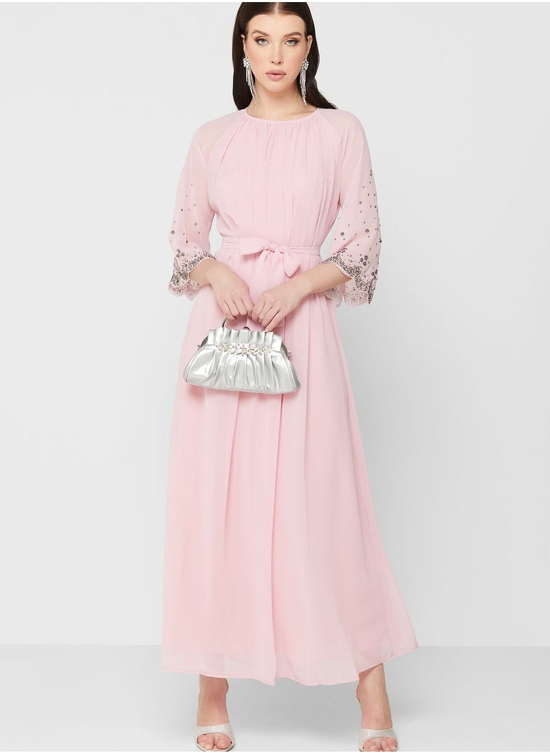 Embellished Sleeve Belted Dress - pzsku/ZCD10E9DE3914525B23B1Z/45/_/1694800415/af4750b9-1c5a-4aa9-833d-e87e03c476c6