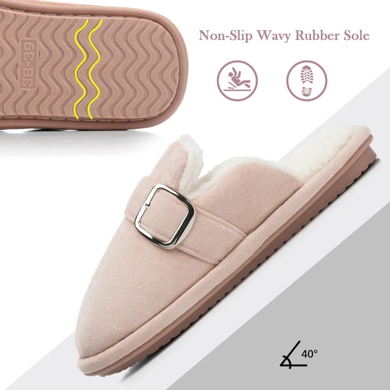 GOEWY House Slippers for Women Fuzzy Shoes with Memory Foam Slip On Slippers Comfy Trendy Gifts for Womens Mom Indoor and Outdoor Anti-Skid Size 9 10 Pink - Image 5