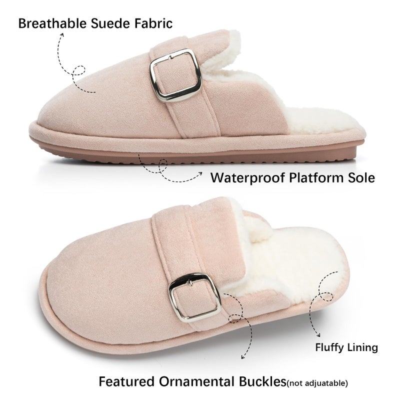 GOEWY House Slippers for Women Fuzzy Shoes with Memory Foam Slip On Slippers Comfy Trendy Gifts for Womens Mom Indoor and Outdoor Anti-Skid Size 9 10 Pink - Image 4