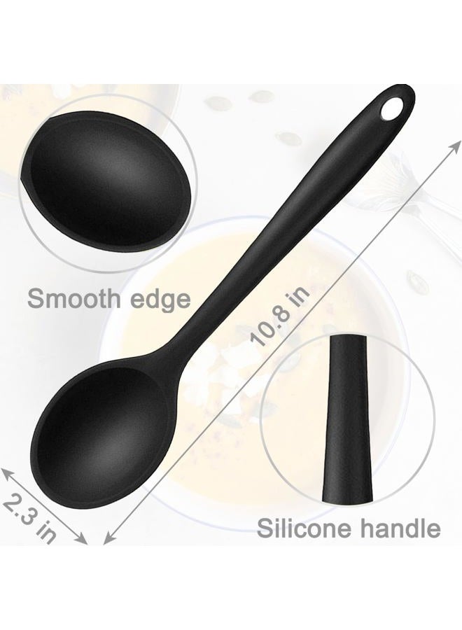 Beieverluck 6 Pack Large Silicone Cooking Spoons 10.8'' Heat Resistant Kitchen Spoons for Cooking Silicone Serving Stirring Mixing Spoons, 6 Colors - Image 2