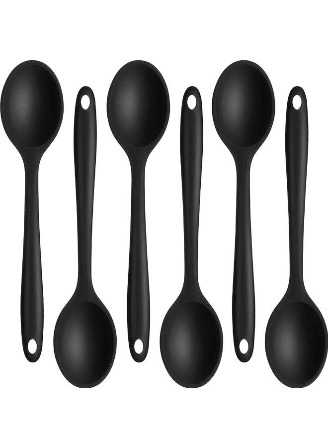 Beieverluck 6 Pack Large Silicone Cooking Spoons 10.8'' Heat Resistant Kitchen Spoons for Cooking Silicone Serving Stirring Mixing Spoons, 6 Colors - Image 1