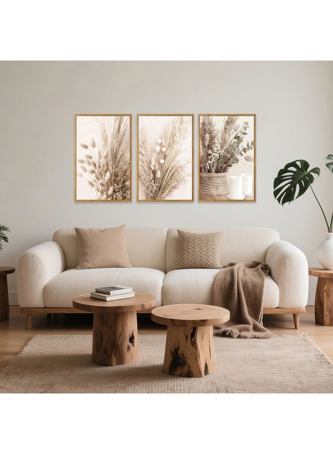 IARTTOP Framed Neutral Beige Floral Botanical Canvas Wall Art, Boho Pampas Grass Dried Flowers Reeds Wall Decor,Modern Minimalist Farmhouse Natural Plant Art Prints for Living Room Bedroom Office-16 - Image 2