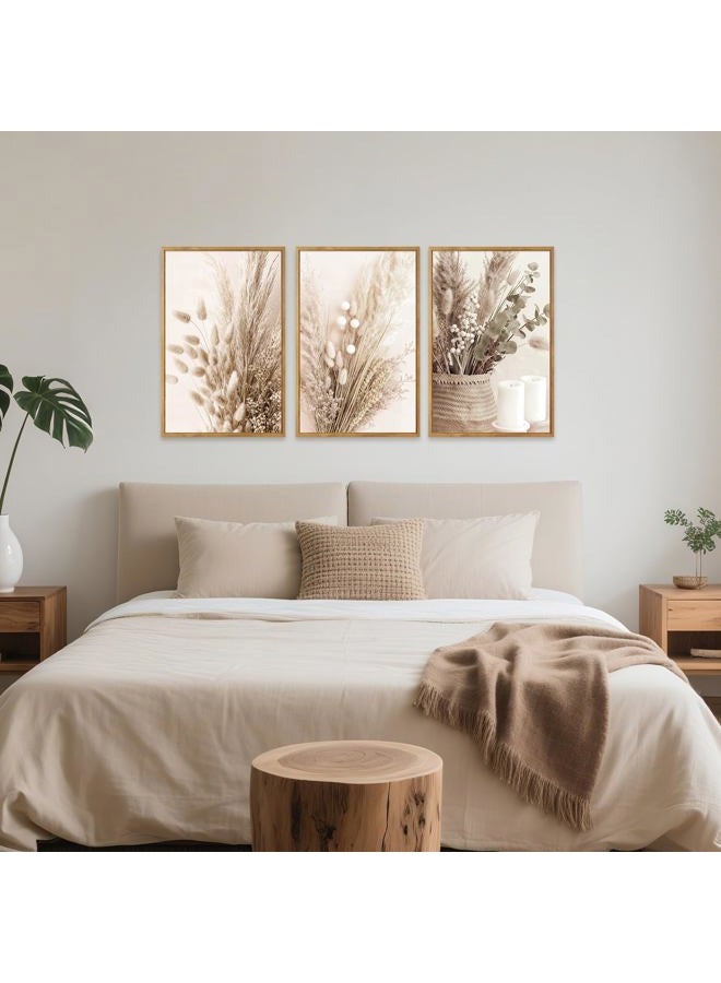 IARTTOP Framed Neutral Beige Floral Botanical Canvas Wall Art, Boho Pampas Grass Dried Flowers Reeds Wall Decor,Modern Minimalist Farmhouse Natural Plant Art Prints for Living Room Bedroom Office-16 - Image 5
