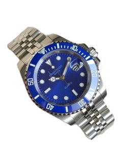 Chairman GENEVE Men's Stainless Steel Wrist Watch, 40mm, Water Resistant, Blue Bezel and Blue Dial with Date 