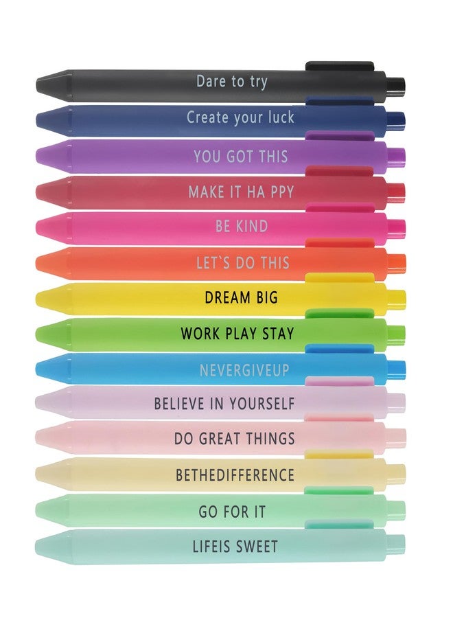 SYSDTTD SYSOTTD Colorful Ballpoint Pens Set, 14 Pastel and Vibrant Colors, Smooth Writing (MOTIVATIONAL STYLE) - Image 1