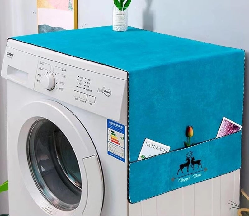 Zollyss Washing Machine Cover with Storage Pocket, Waterproof Dust Cover, 23.5X8.9 cm (Turquoise Blue) - Image 1