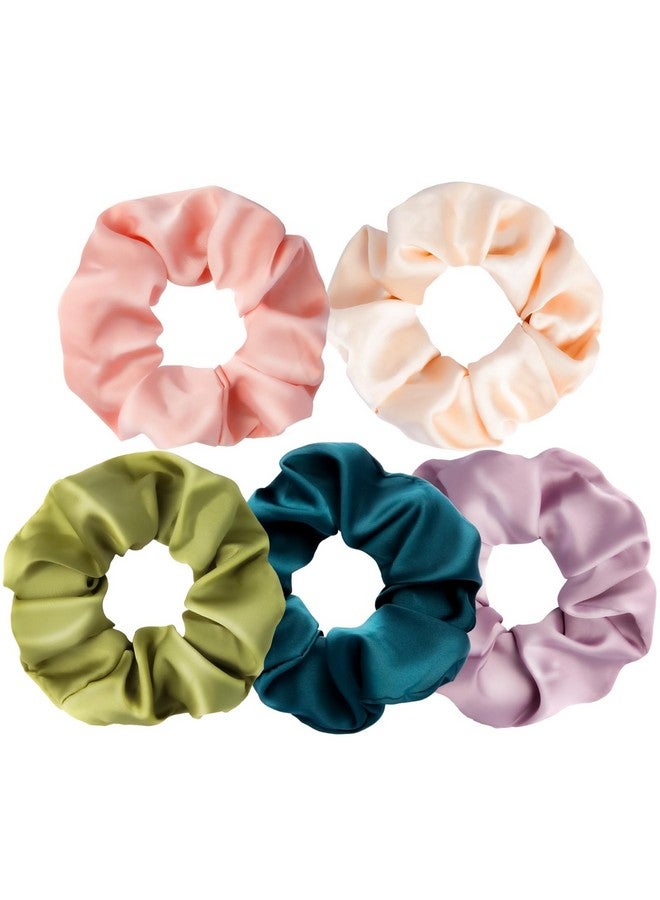 CHIROGRAPHY Mulberry Silk Hair Ties For Buns and Braids | Scrunchies for Frizz & Breakage Prevention Hair | Elastic Ponytail Holders for All Hair Types (Pack of 5) - Image 1