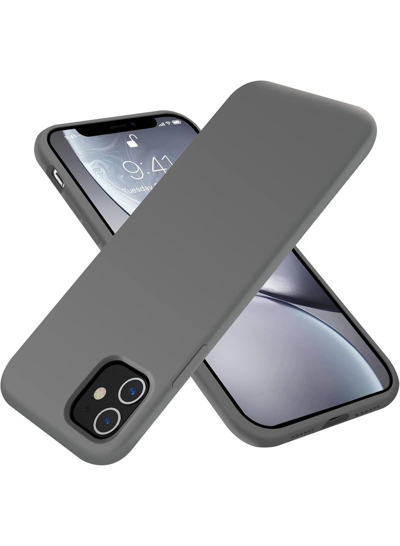 أكاليكس جراب سيليكون سائل فاخر لهاتف iPhone 12 و iPhone 12 Pro، تصميم نحيف، ملمس ناعم مع بطانة من الألياف الدقيقة وحماية معززة للكاميرا - متين ومقاوم لبصمات الأصابع | رمادي متوسط - Image 1
