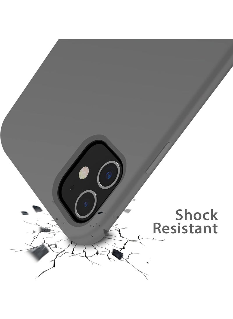 أكاليكس جراب سيليكون سائل فاخر لهاتف iPhone 12 و iPhone 12 Pro، تصميم نحيف، ملمس ناعم مع بطانة من الألياف الدقيقة وحماية معززة للكاميرا - متين ومقاوم لبصمات الأصابع | رمادي متوسط - Image 3