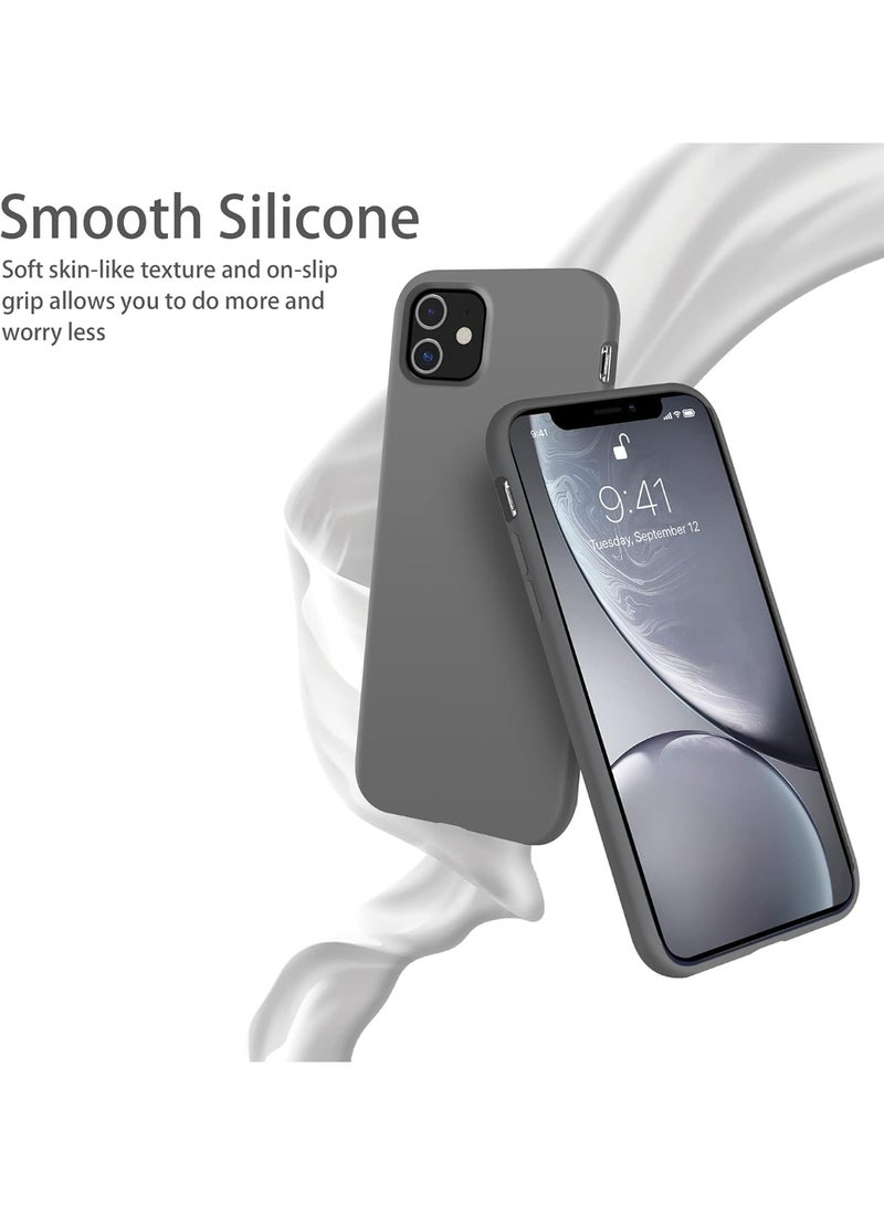 أكاليكس جراب سيليكون سائل فاخر لهاتف iPhone 12 و iPhone 12 Pro، تصميم نحيف، ملمس ناعم مع بطانة من الألياف الدقيقة وحماية معززة للكاميرا - متين ومقاوم لبصمات الأصابع | رمادي متوسط - Image 2