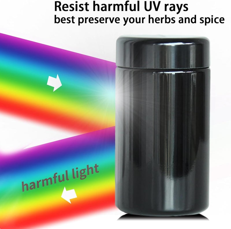 Black Glass Airtight Storage Container Jar 200ml with UV Protection for Spice Coffee - Image 2