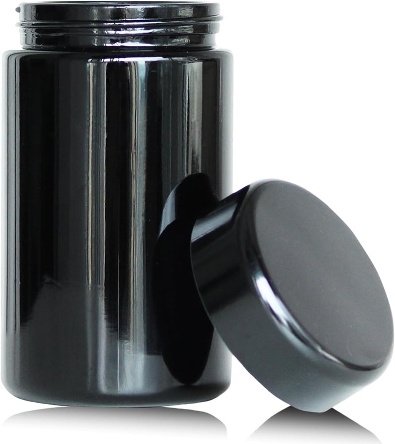 Black Glass Airtight Storage Container Jar 200ml with UV Protection for Spice Coffee - Image 1