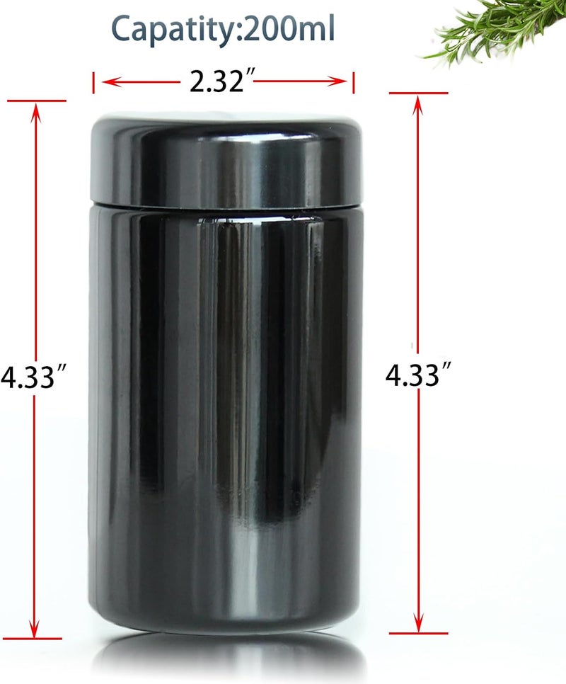 Black Glass Airtight Storage Container Jar 200ml with UV Protection for Spice Coffee - Image 4