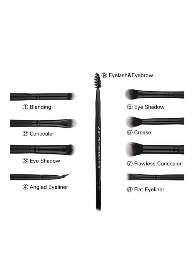 Zoreya - 9-Piece Eye Shadow Brush Set black - Image 1