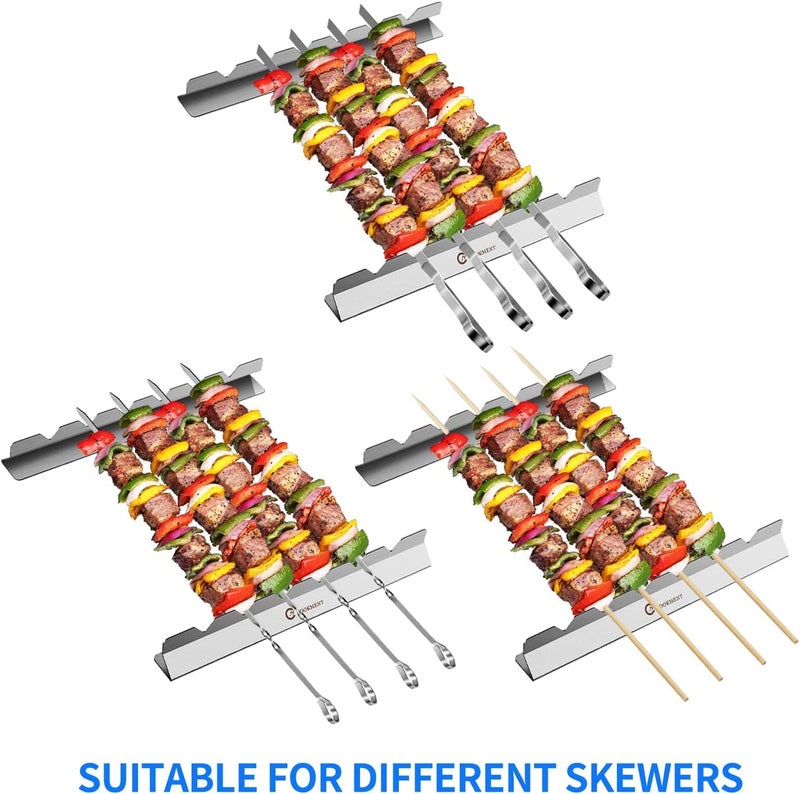JY COOKMENT Kabob Rack For Kebab Skewers - Stainless Steel BBQ Rack Build Compatible with Wood, Round, Metal, Flat or Bamboo Skewers - BBQ Grilling Accessories by JY COOKMENT - Image 3