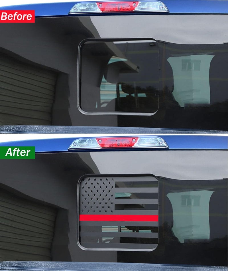 Zxiaochun Rear Middle Window American Flag Decal for Ford F150 F250 F350 2015-2022 2023 2024 2025 2026 Back Center Sliding Window Glass USA Flag Vinyl Sticker (Thin Red Line) Various color options - Image 2