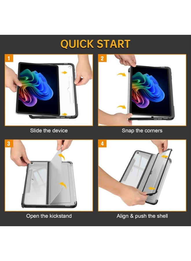 حافظة صلبة لجهاز Microsoft Surface Pro مقاس 12 بوصة - الإصدار الأول (2025) - غطاء متين ومقاوم للصدمات بتصميم كتابي، مزود بغطاء خلفي شفاف ومتوافق مع لوحة مفاتيح Type Cover. - Image 4