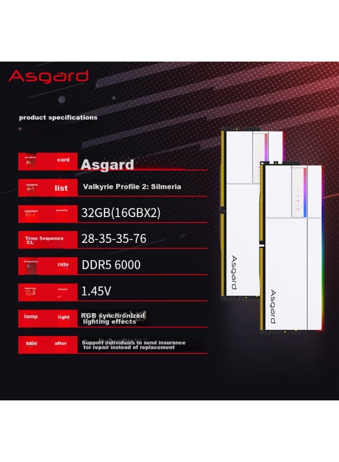 Asgard 32gb Kit Ddr5 6000 Desktop Memory Module, Rgb Light Bar - Valkyrie Ii Polar White - Image 5