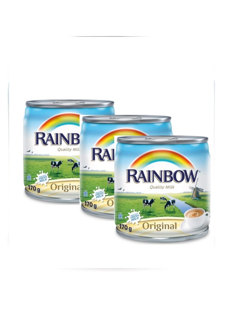 Rainbow Evaporated Milk With Vitamin pack of 3 *170 gm - Image 1