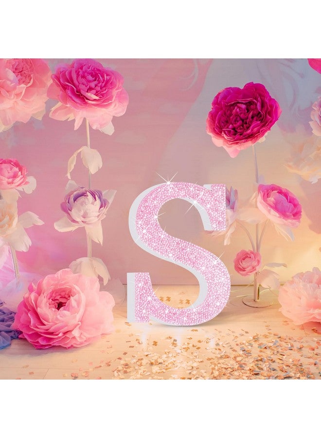 Qunclay 5.7 Inch Pink Crystal Diamond Letters - Crushed Diamond Decorations with Screws and Hooks - Rhinestone Gift for Wedding Birthday Valentine Wall Desk Bathroom Decor(Letter S) - Image 4