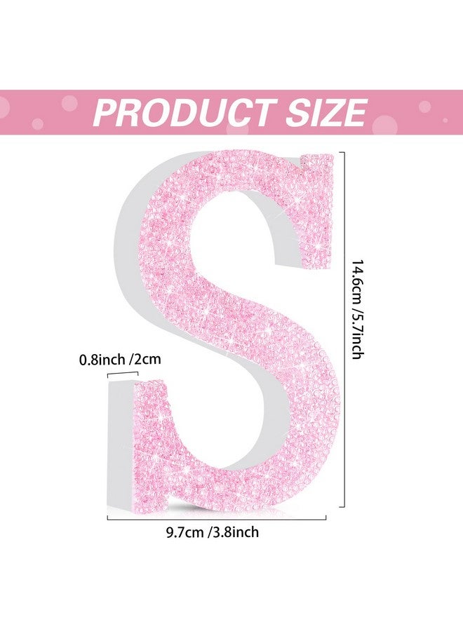 Qunclay 5.7 Inch Pink Crystal Diamond Letters - Crushed Diamond Decorations with Screws and Hooks - Rhinestone Gift for Wedding Birthday Valentine Wall Desk Bathroom Decor(Letter S) - Image 2