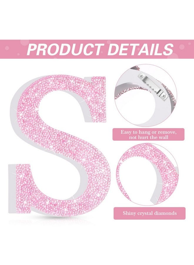 Qunclay 5.7 Inch Pink Crystal Diamond Letters - Crushed Diamond Decorations with Screws and Hooks - Rhinestone Gift for Wedding Birthday Valentine Wall Desk Bathroom Decor(Letter S) - Image 3