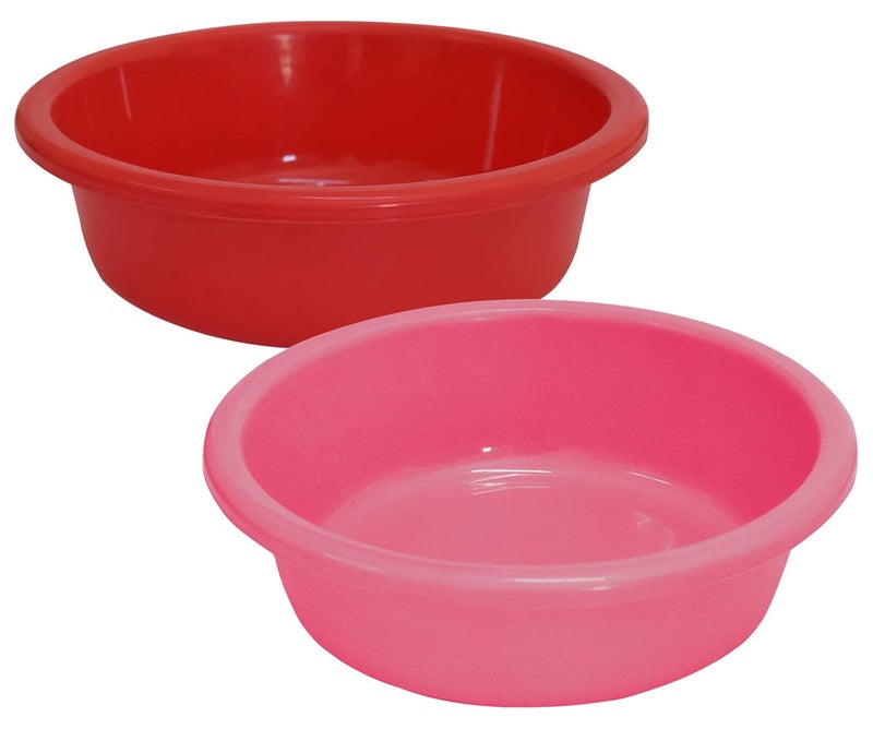 Kuber Industries Multiuses Unbreakable Plastic Knead Dough Basket/Basin Bowl For Home & Kitchen 6 Ltr- Pack of 2 (Red & Pink) - Image 1