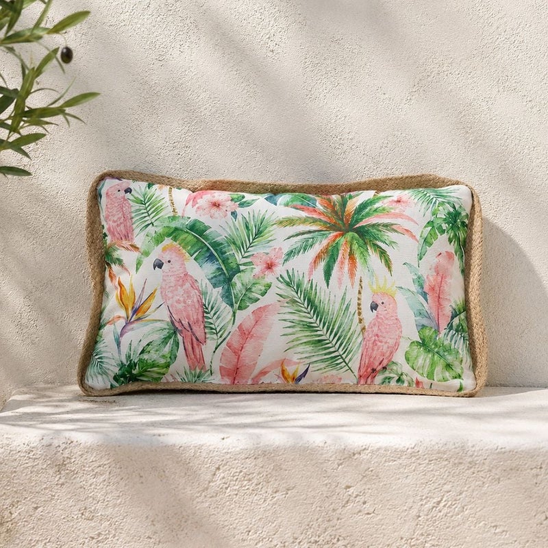 DANUBE HOME Lumber Pillow With Zipper 30X50Cm - Tropical Murmur, Multicolour, Tropical Lumbar Accent Pillow, 100% Polyester, For Balcony Seating, Garden Benches - Image 1