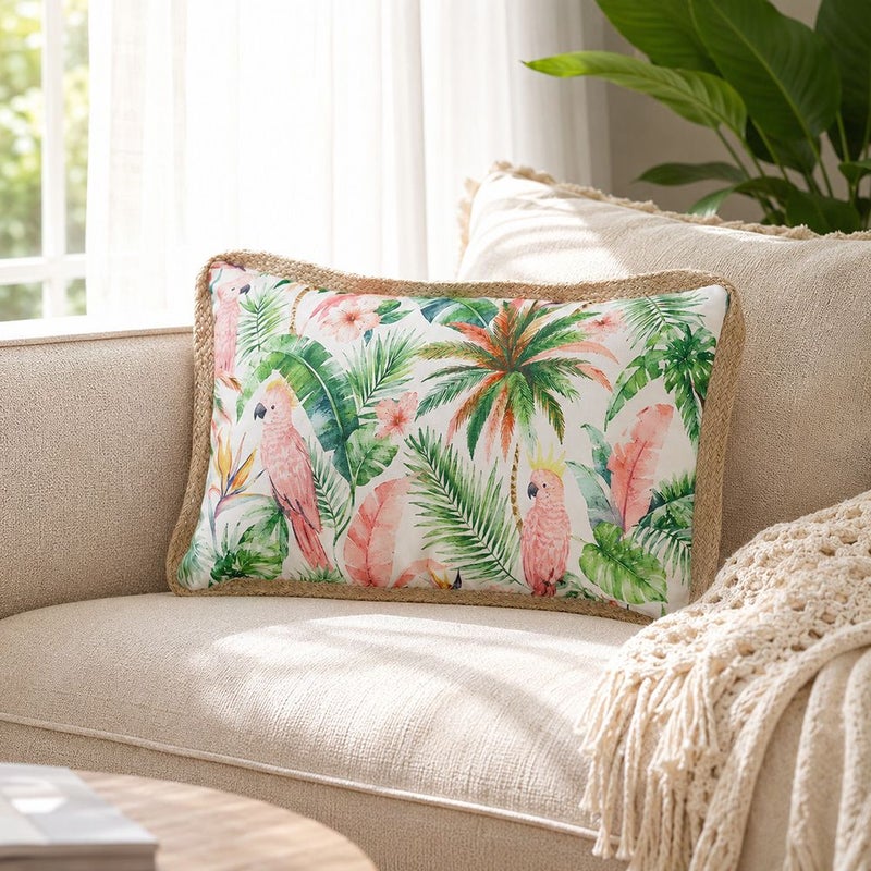 DANUBE HOME Lumber Pillow With Zipper 30X50Cm - Tropical Murmur, Multicolour, Tropical Lumbar Accent Pillow, 100% Polyester, For Balcony Seating, Garden Benches - Image 4
