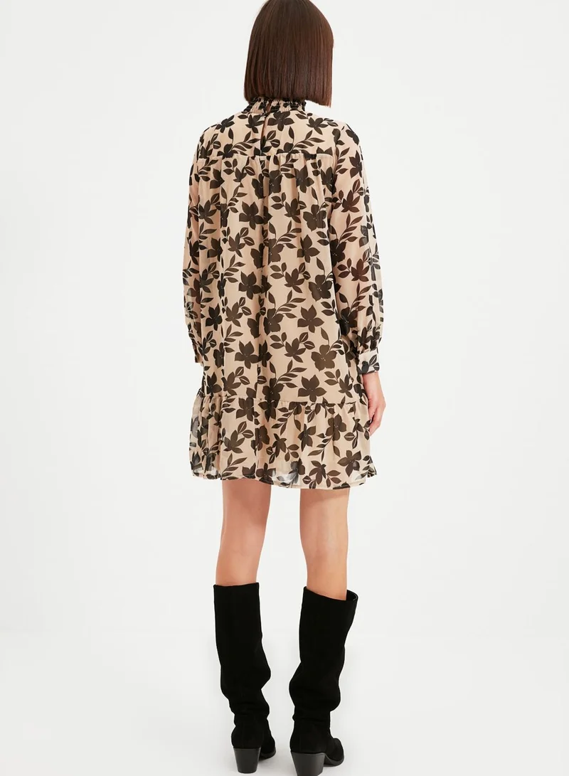 trendyol High Neck Printed Dress