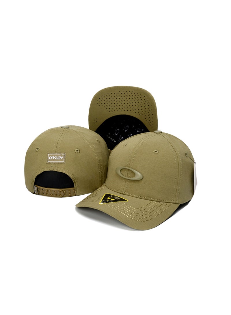 OAKLEY قبعة أوكلي خضراء بتصميم سناب باك مع حافة مثقبة وشعار O الشهير