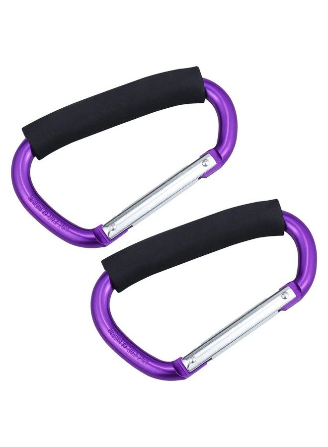 JIALEEY Strong Large Durable Buggy Carabiner Stroller Hooks Mummy Clip Pram Pushchair Grocery Or Shopping And Plastic Bags Holder 2 Pack Purple - Image 1