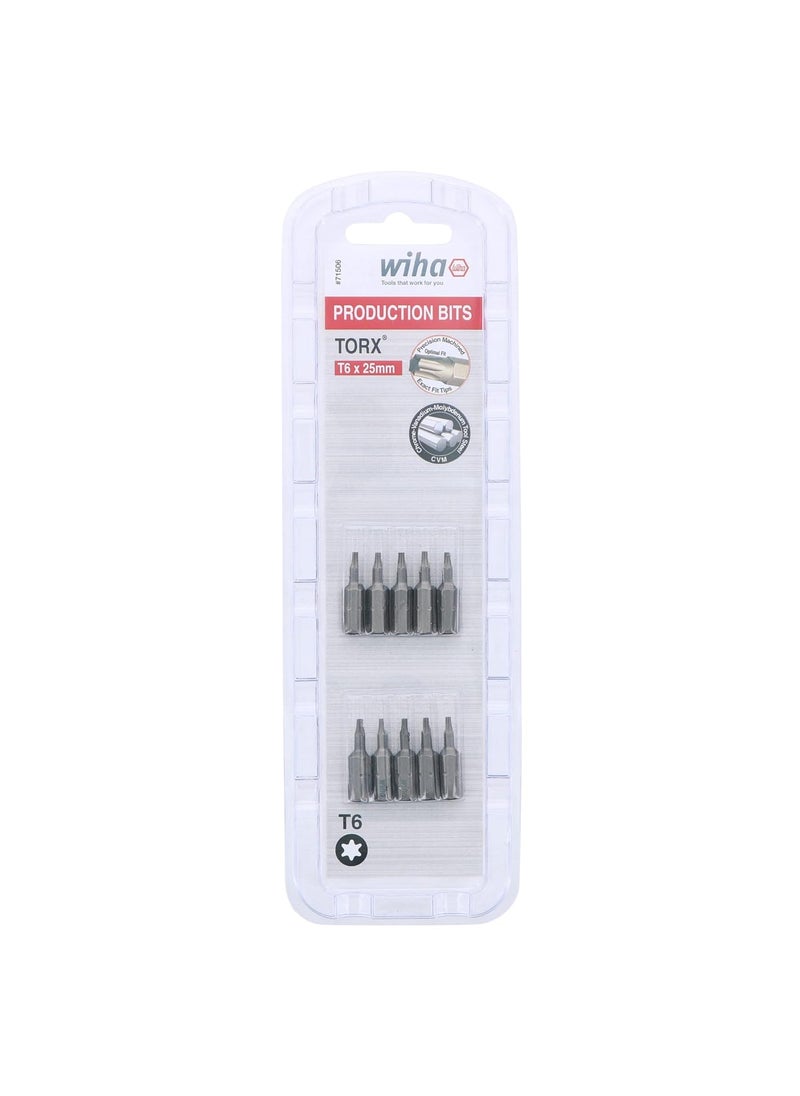 Wiha Wiha 71506 Torx Insert Bits 14Inch Hex Drive T6 by 25 mm 10Pack  - Image 5
