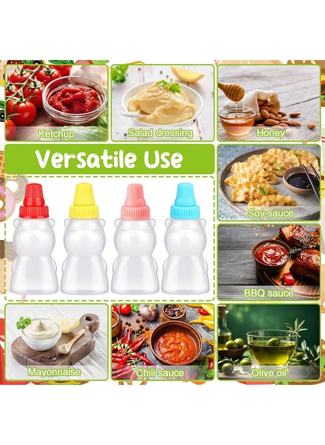 Generic - 16 Pcs Mini Condiment Squeeze Bottles Set, 25 Ml Bear Shaped Portable Ketchup Bottle for Lunch Box for Ketchup, Liquids, Sauces Syrup - Image 1